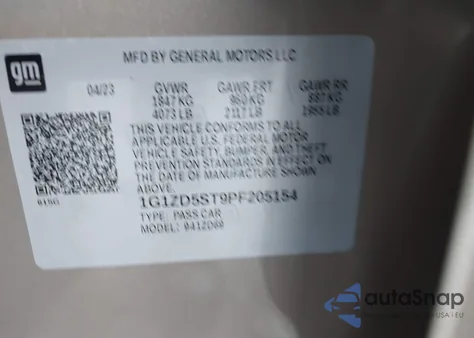 2023 Chevrolet Malibu Fwd 1Lt from USA, damaged, VIN 1G1ZD5ST9PF205154